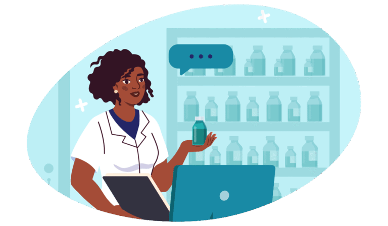 Illustration of a woman pharmacist